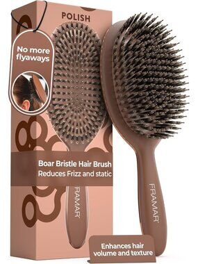 Chocolate Soft Boar Bristle Hair Brush for Women - Gentle & Effective Styling